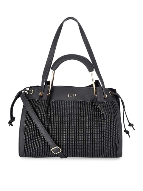 ELLE Black Textured Handheld Bag