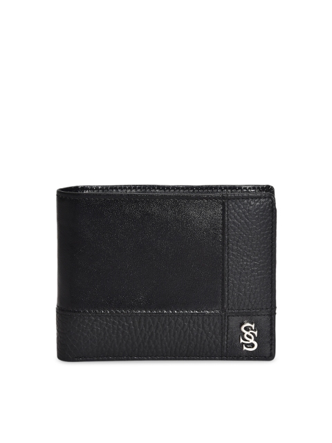 Second SKIN Men Black Solid Genuine Leather Two Fold Wallet
