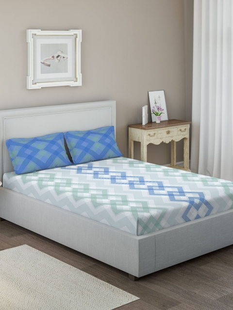 DDecor Blue & Sea Green Geometric 144 TC Cotton 1 Queen Bedsheet with 2 Pillow Covers
DDecor Blue & Sea Green Geometric 144 TC Cotton 1 Queen Bedsheet with 2 Pillow Covers