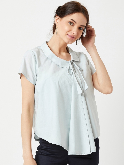 The Wishing Chair Women Blue Solid A-Line Top