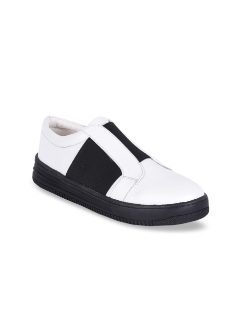 meriggiare Women White & Black Colourblocked Slip-On Sneakers