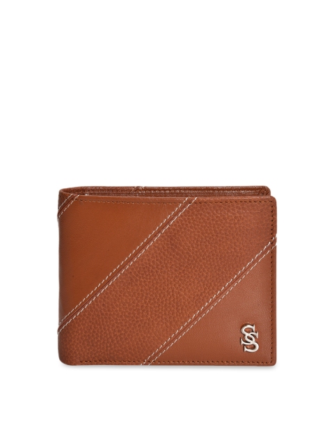 Second SKIN Men Tan Brown Solid Genuine Leather Two Fold Wallet