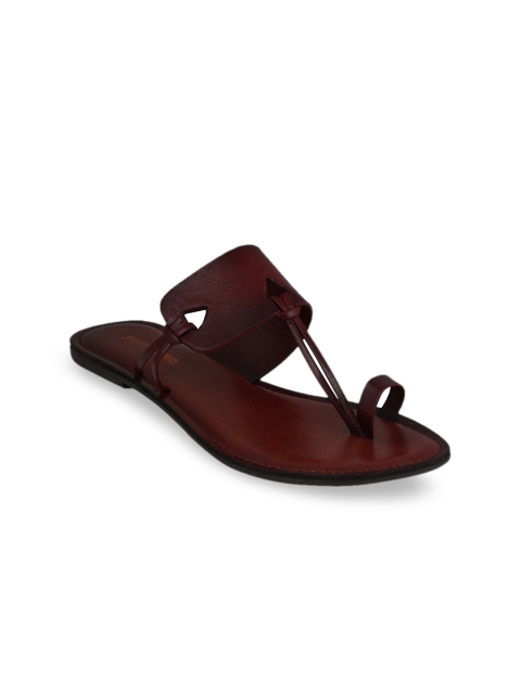 pelle albero Women Maroon Solid Leather One Toe Flats