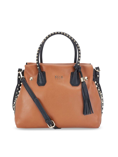 ELLE Brown & Black Colourblocked Handheld Bag