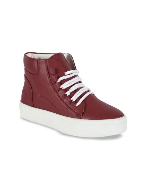 meriggiare Women Maroon Flatform Boots