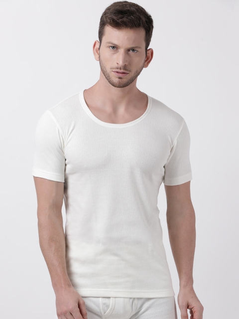 Macroman M-Series Men Off-White Solid Thermal Top