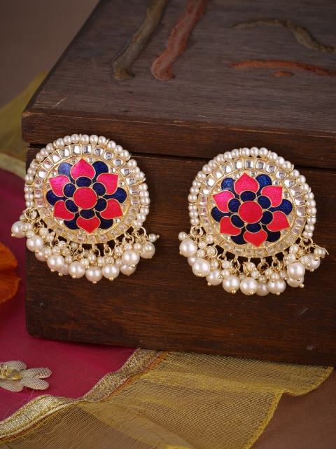 Shoshaa Gold-Plated & Pink Enamelled Classic Drop Earrings