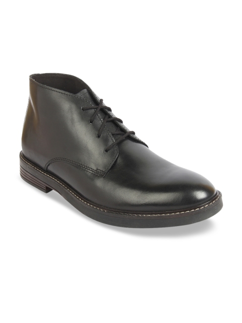 Clarks Men Black Solid Leather Formal Derbys