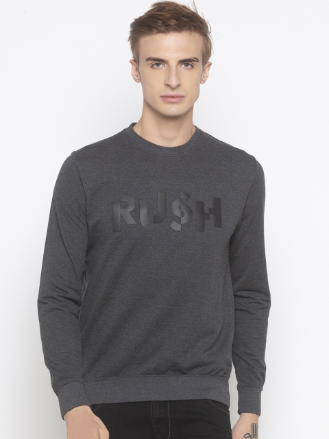 Globus Men Charcoal Grey Printed Sweatshirt