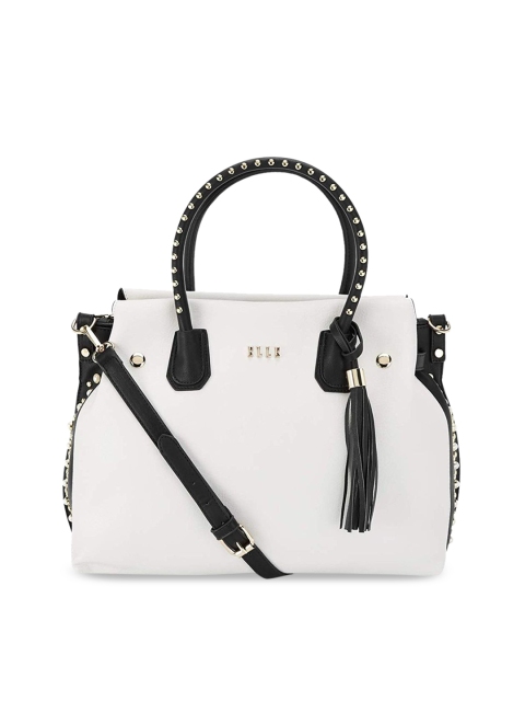 ELLE White & Black Colourblocked Handheld Bag