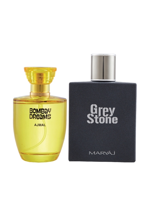 Ajmal Unisex Set of 2 Bombay Dreams EDP 100ML & Maryaj Grey Stone EDP Perfumes 100ML, Yellow
Ajmal Unisex Set of 2 Bombay Dreams EDP 100ML & Maryaj Grey Stone EDP Perfumes 100ML, Yellow