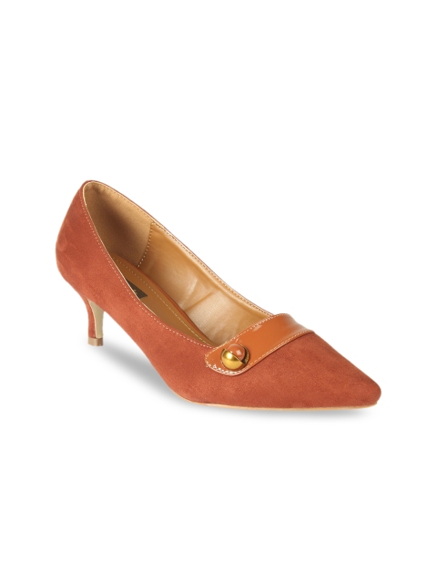 Flat n Heels Women Tan Brown Solid Pumps