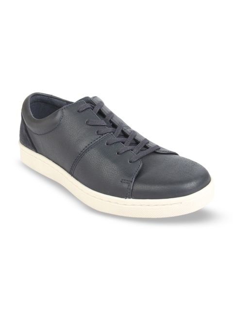 Clarks Men Navy Blue Leather Sneakers