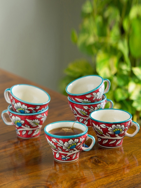 ExclusiveLane 'Mughal Sips' Floral Hand-painted Coffee & Tea Cups In Ceramic (Set of 6), Red
ExclusiveLane 'Mughal Sips' Floral Hand-painted Coffee & Tea Cups In Ceramic (Set of 6), Red