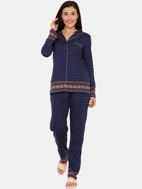 Zivame Women Blue & White Printed Night suit ZI603SFASHCBLUE 
Zivame Women Blue & White Printed Night suit ZI603SFASHCBLUE