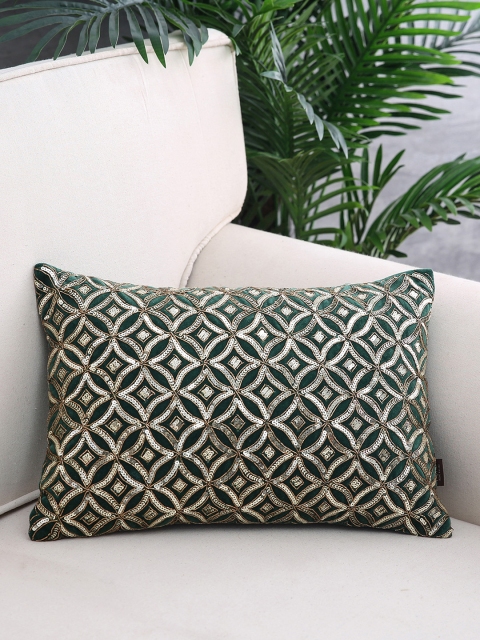 Pure Home and Living Green Single Sequinned Rectangle Cushion Cover
