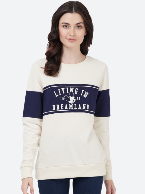 Free Authority Mickey & Friends Print Off White Sweatshirt for Women