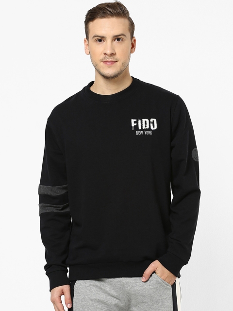 FIDO DIDO Men Black Solid Pullover Sweatshirt
