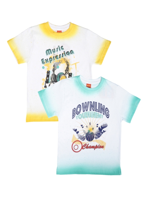 Dollar Champion Kidswear Boys Pack of 2 Printed Round Neck T-shirts, Green