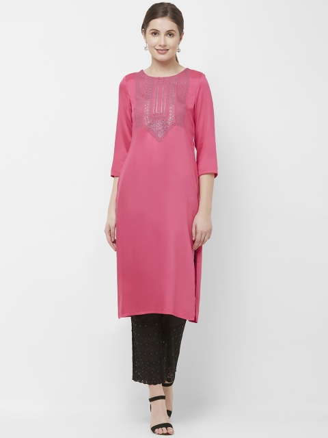 NAARI Women Fuschia Pink & Silver-Toned Sequin Yoke Design Calf-Length Straight Kurta, Fuchsia
NAARI Women Fuschia Pink & Silver-Toned Sequin Yoke Design Calf-Length Straight Kurta, Fuchsia