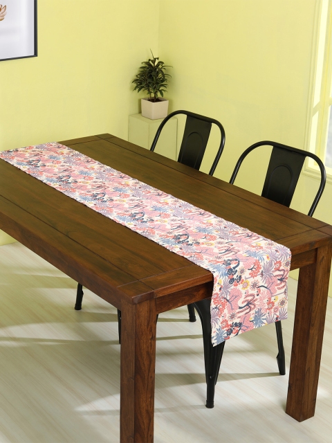 Chumbak Pink & White Flora Forest Table Runner