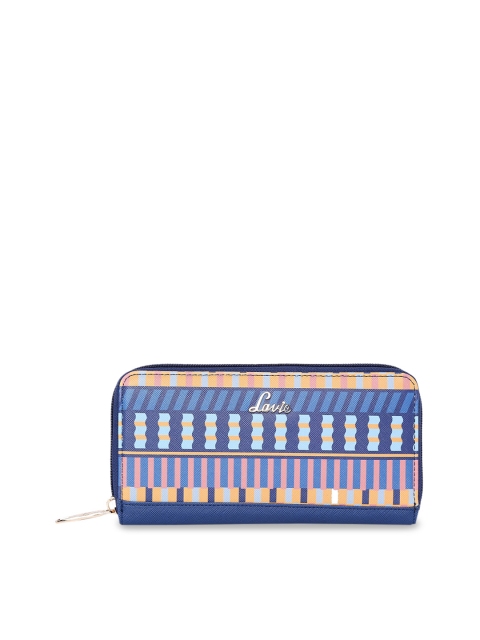 Lavie Women Blue & Pink Printed Zip Around Wallet