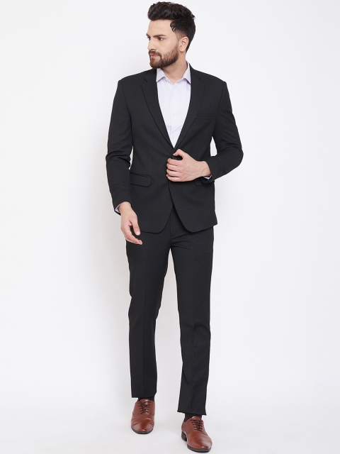 Canary London Men Black Self-Design Single-Breasted Slim-Fit Suit