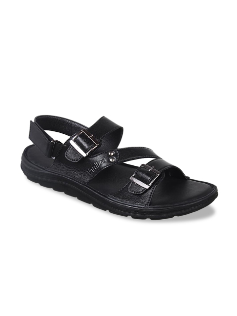 Vardhra Men Black Leather Fisherman Sandals