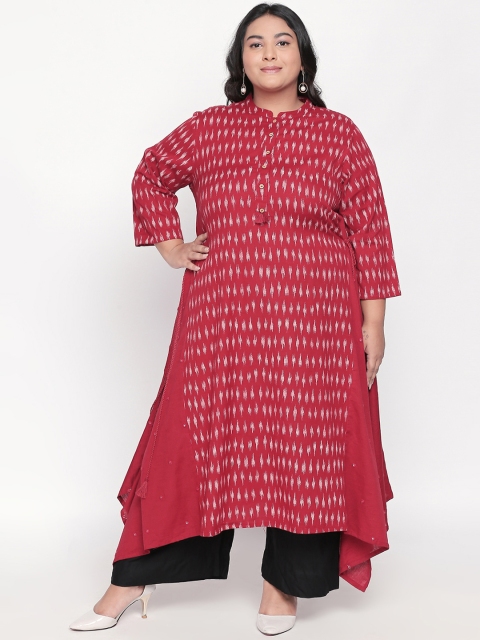 RANGMANCH BY PANTALOONS Women Red Printed Asymmetric A-Line Kurta