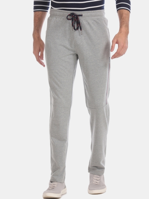 U.S. Polo Assn. Men Grey Melange Solid Knitted Track Pants
