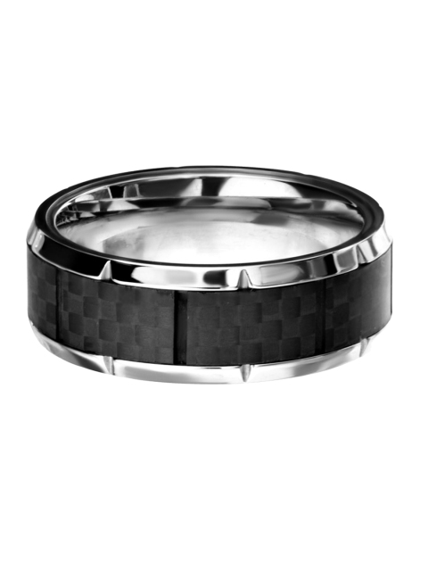 Inox Jewelry Men Black & Silver-Toned Stainless Steel Ridged Edge With Center Solid Carbon Fiber Band
Inox Jewelry Men Black & Silver-Toned Stainless Steel Ridged Edge With Center Solid Carbon Fiber Band