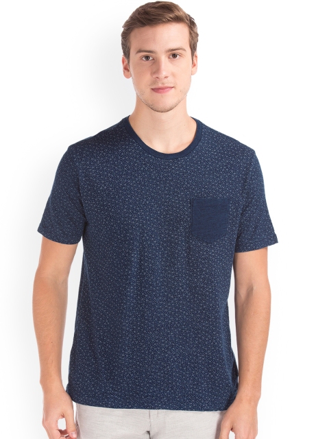 GAP Men Blue Round Neck Short Sleeve T-shirt