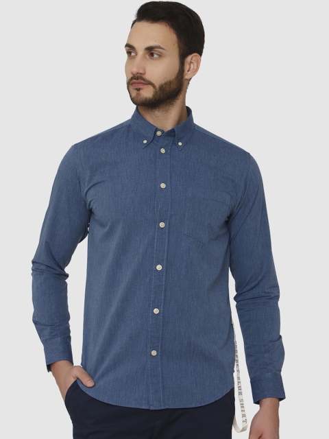 SELECTED Men Blue Regular Fit Solid Casual Shirt