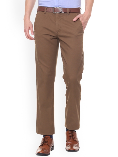 Allen Solly Men Brown Slim Fit Solid Formal Trousers
