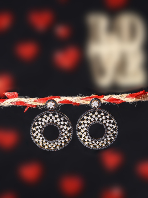 Studio Voylla Gold-Plated & White Circular Drop Earrings