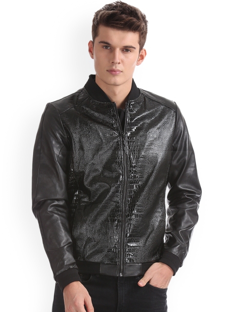 Ed Hardy Men Black Printed Biker Jacket