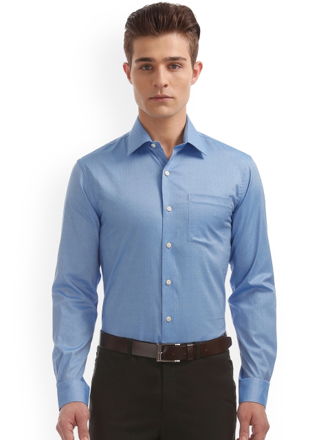 Arrow Men Blue Slim Fit Self Design Semiformal Shirt