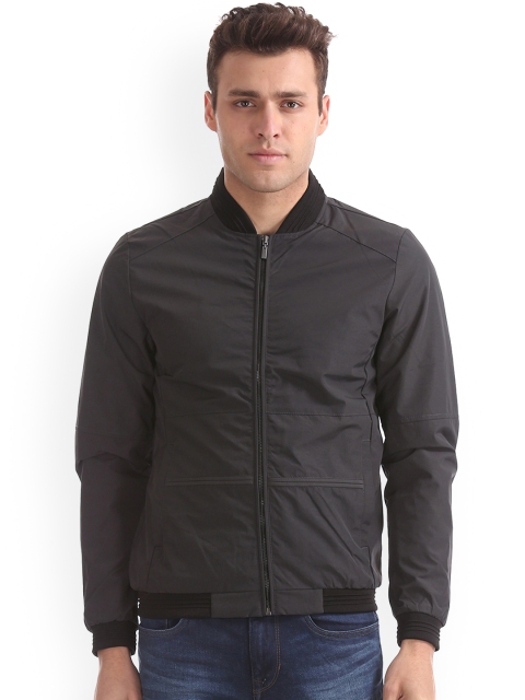 Arrow Sport Men Charcoal Grey Solid Bomber