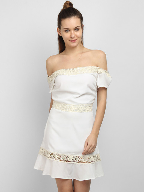 LA LOFT Women White Solid Fit and Flare Dress 
LA LOFT Women White Solid Fit and Flare Dress