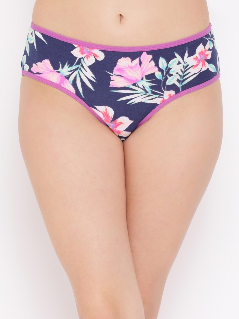 Clovia Women Blue & Purple Printed Hipster Briefs PN3003P08XL