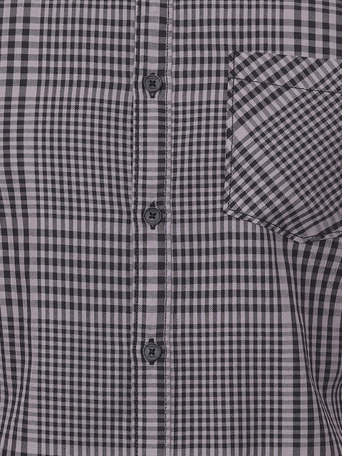 People Men Grey Regular Fit Checked Casual Shirt