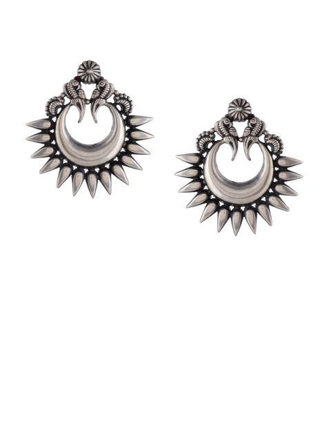 Silvermerc Designs Silver-Toned Circular Chandbalis