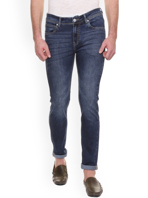 People Men Blue Skinny Fit Mid-Rise Clean Look Stretchable Jeans