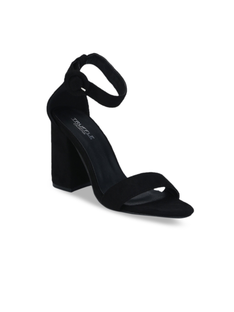 Truffle Collection Women Black Solid Sandals