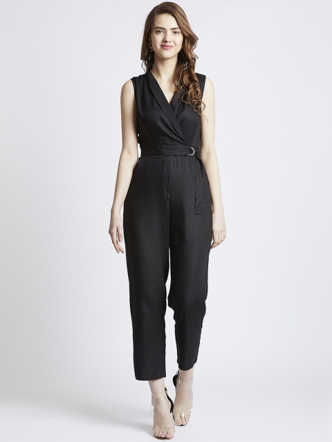 MAGRE Black Solid Basic Jumpsuit