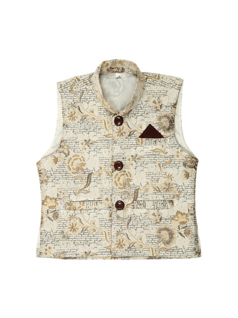 Kidling Boys Beige Printed Nehru Jacket
Kidling Boys Beige Printed Nehru Jacket