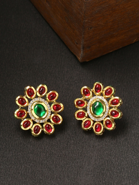 Tistabene Gold-Toned & Red Floral Studs