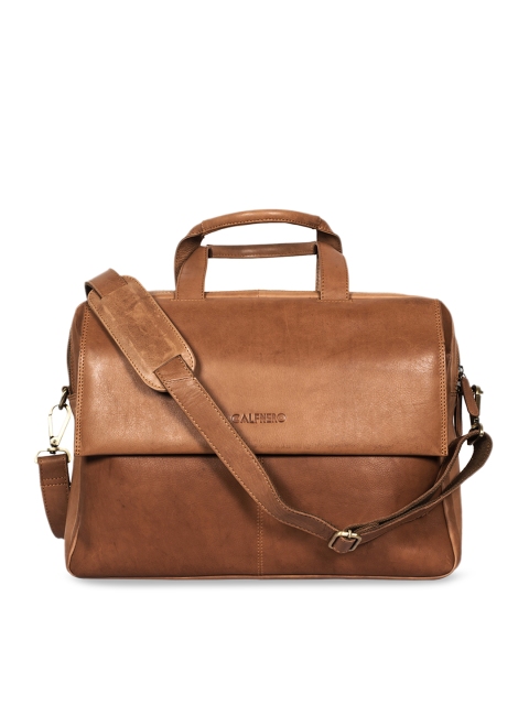CALFNERO Men Brown Solid Leather Messenger Bag