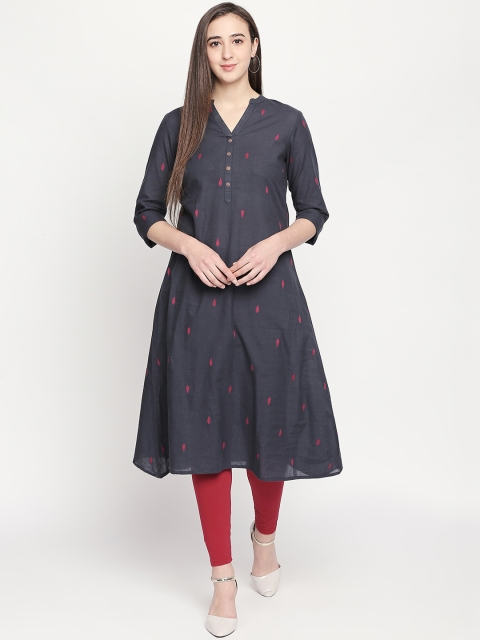 RANGMANCH BY PANTALOONS Women Grey Printed A-Line Kurta