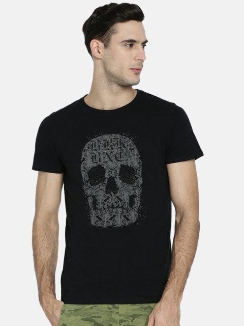 Breakbounce Men Black Printed Round Neck T-shirt